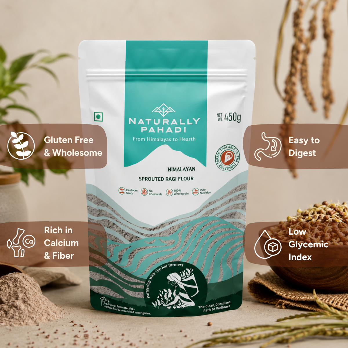 Himalayan Sprouted Ragi Flour (Ragi Atta) 450g