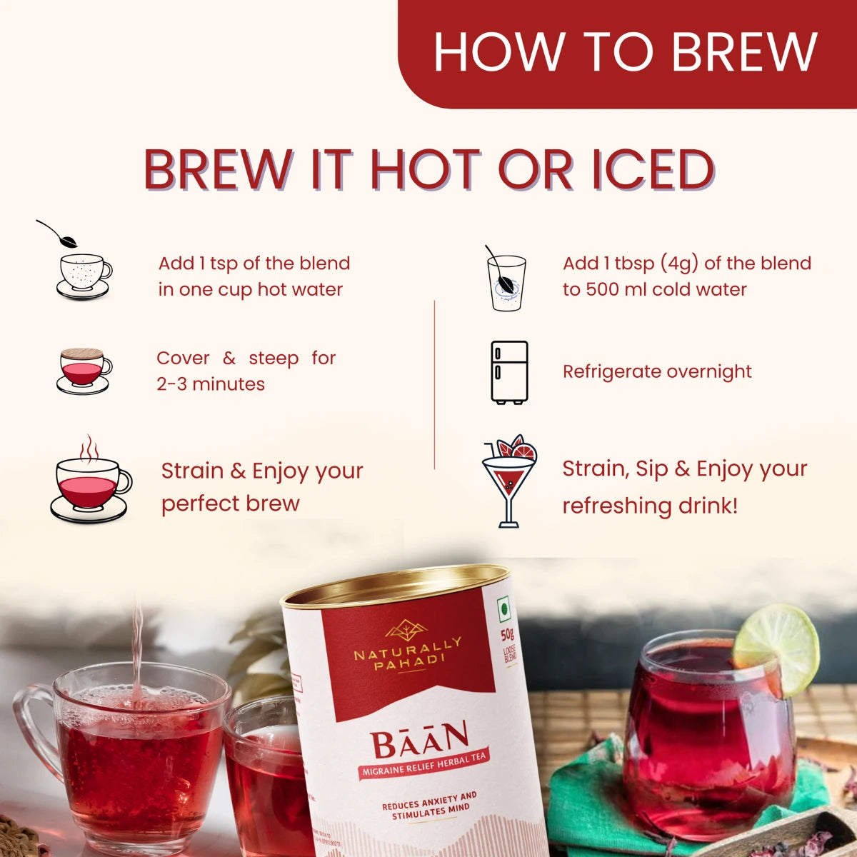 Baan Herbal Tea - Anxiety and Migraine Relief Tea (50g)