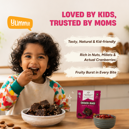 Choco Ragi Date Bites | Healthy Snack with Protein & Fiber (Super Saver Pack of 10)