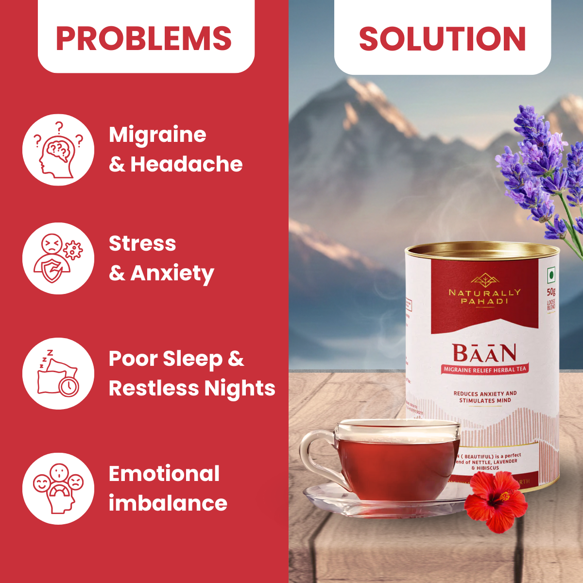 How to brew Baan herbal tea hot or iced for stress relief, relaxation, and refreshing wellness