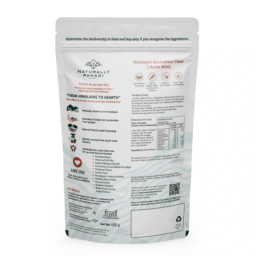 Himalayan Buckwheat Flour nutrition facts, ingredients and product information label