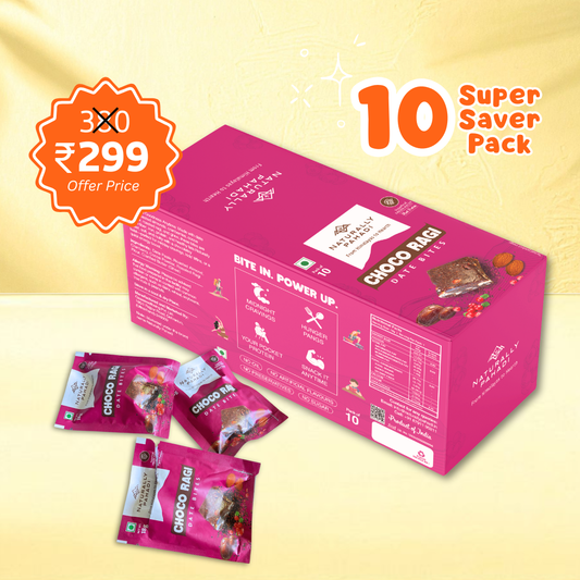 Choco Ragi Date Bites healthy snack super saver pack with 10 bite packs
