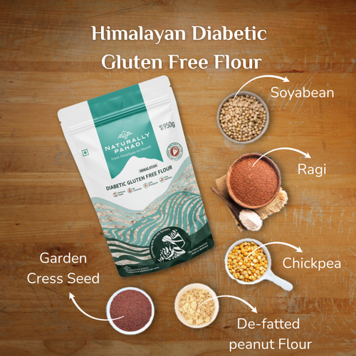 Diabetic Gluten Free Flour made with ragi, soybeans, chickpeas and nutrient-rich seeds

