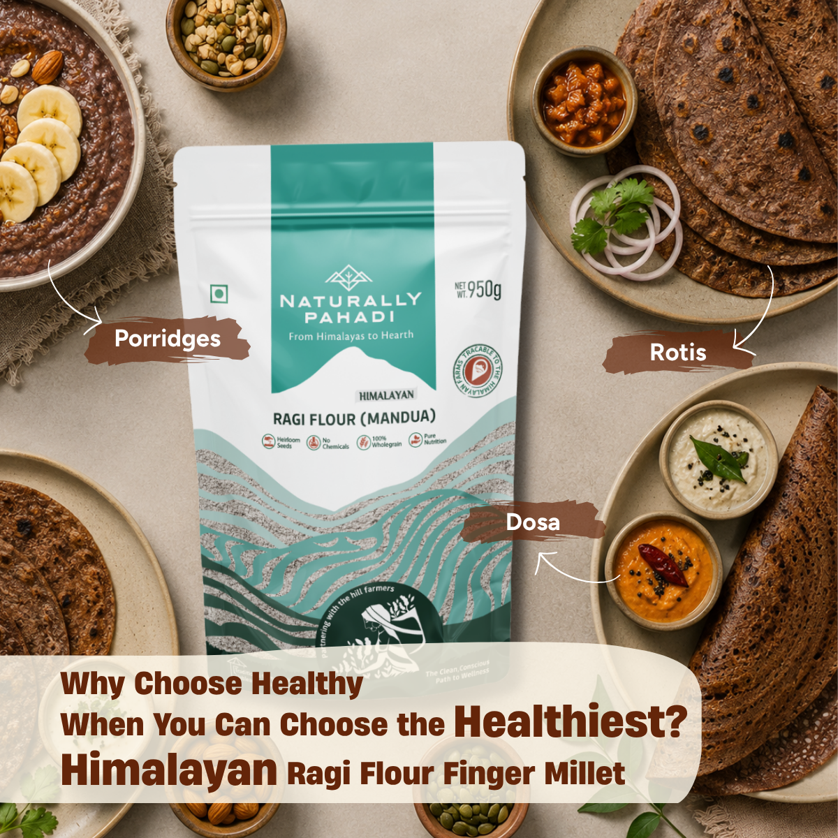 Himalayan Ragi  Flour - Finger Millet (950g)