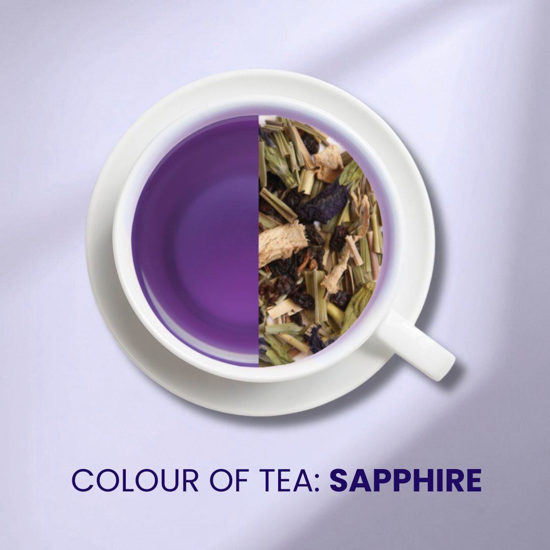 Sapphire purple Hach Ch'i Herbal Tea prepared with Himalayan herbal ingredients