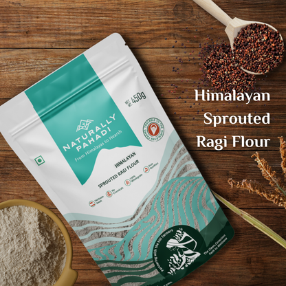 Himalayan Sprouted Ragi Flour (Ragi Atta) rich in calcium, iron and fiber

