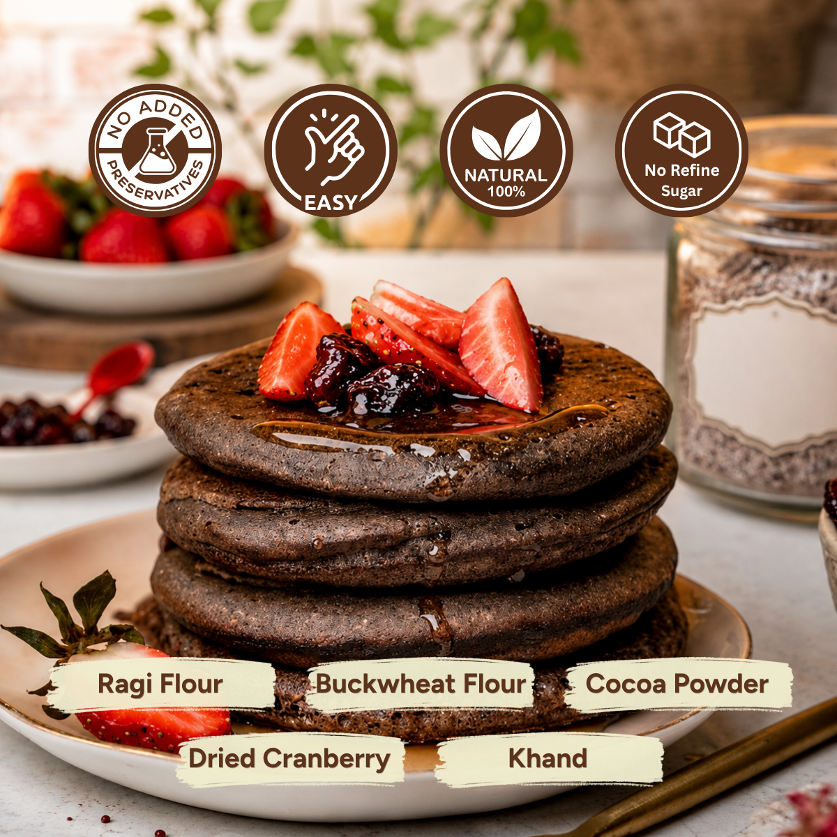 Instant Choco Cranberry Ragi Millet Pancake (250g)