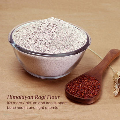 Freshly milled Ragi Flour (Finger Millet Flour) for healthy cooking and baking
